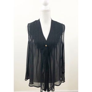 Aqua black mesh sleeveless top